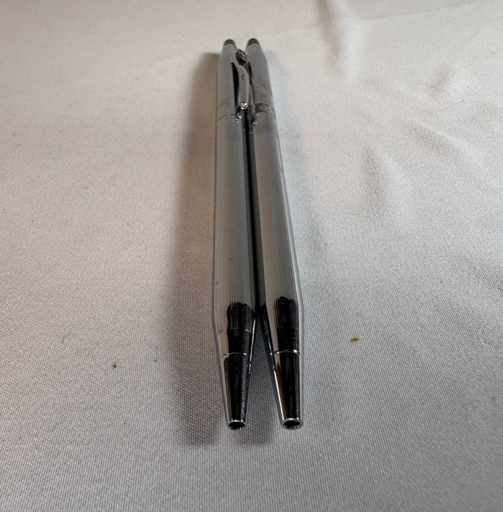 Cross Chrome Ballpoint Pen Mechanical Pencil Set USA Made Vintage